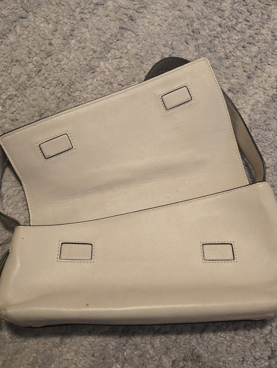 STAUD Cream Leather Valerie Baguette Shoulder Bag - Minimalist Chic - Picture 10 of 16